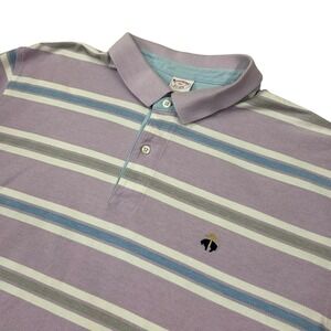 Brooks Brothers Performance Polo Original Fit Men's XXL Purple Blue Gray Striped